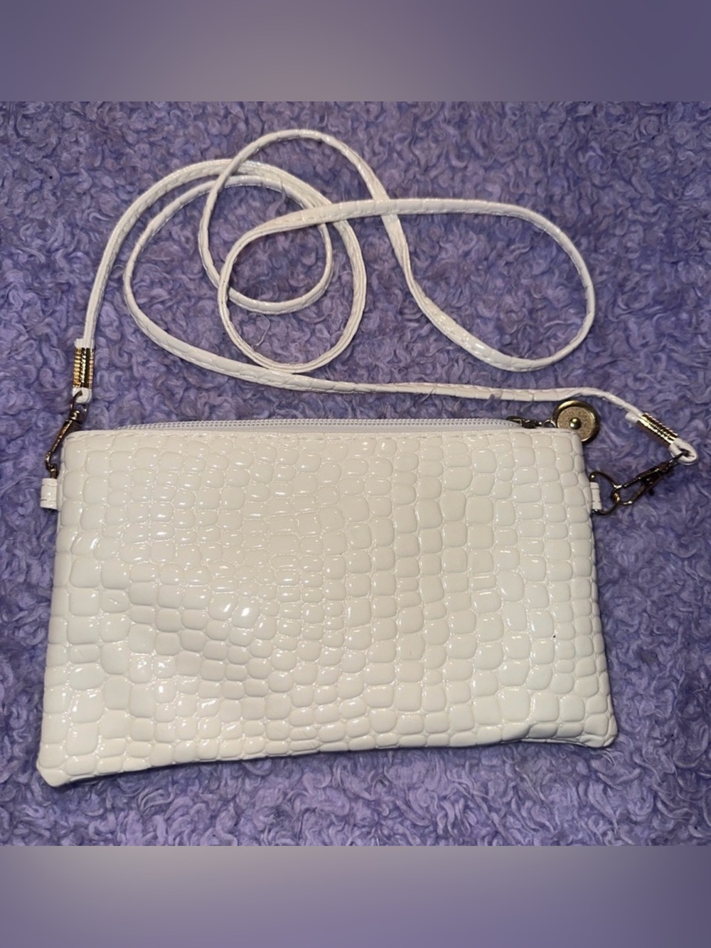 White Croc-Embossed Girl’s Clutch